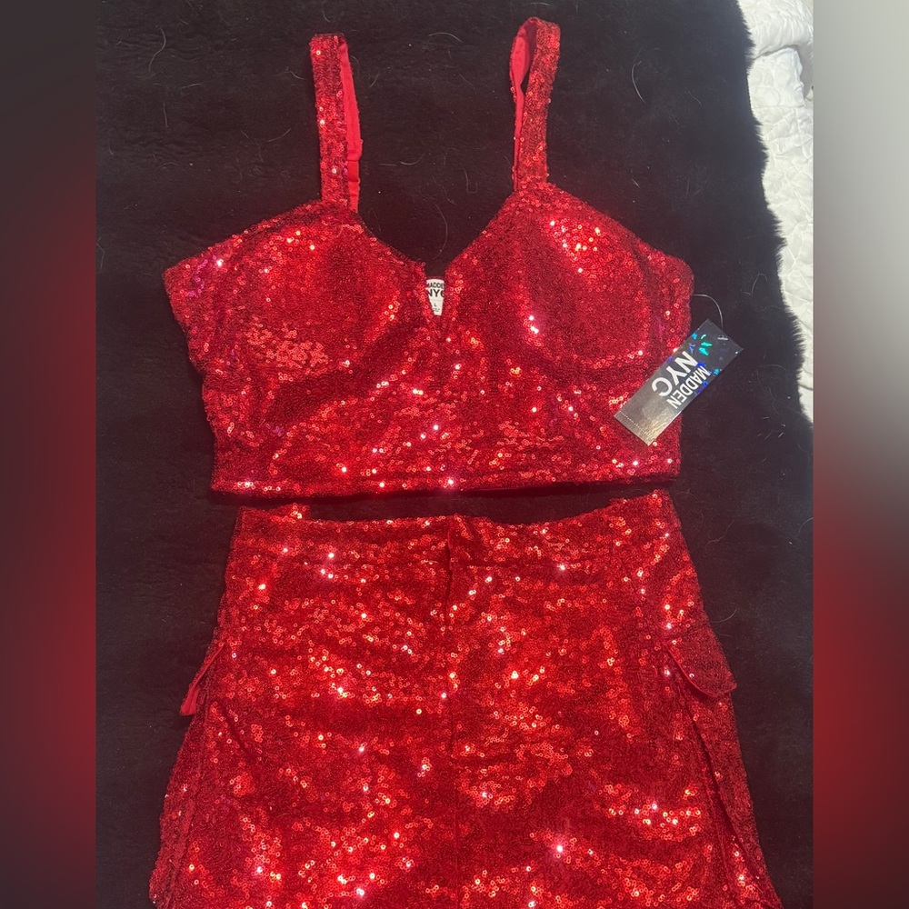 Madden NYC Sequin Skirt @ Corset/Crop Top Sz L